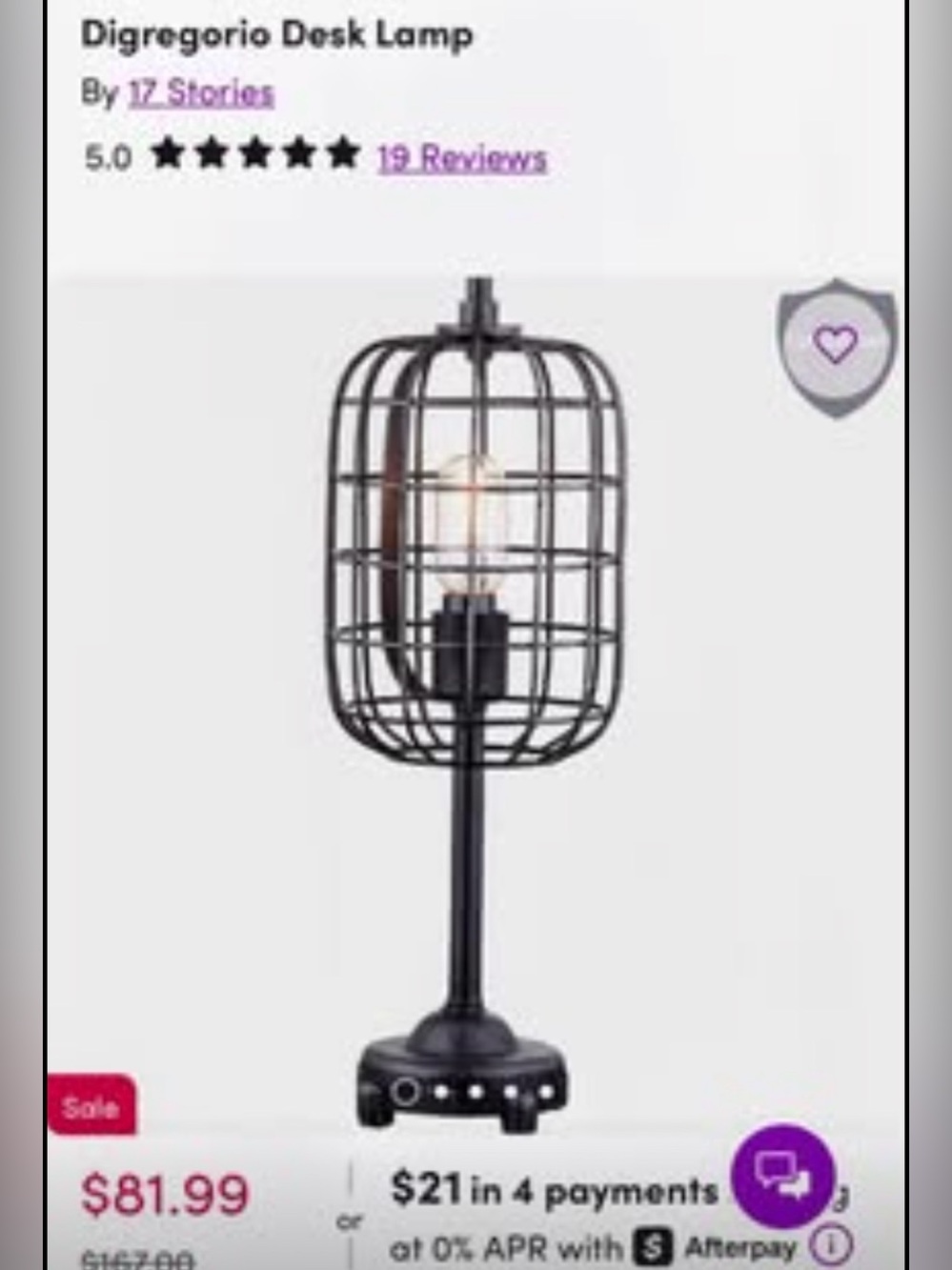 17 Stories Black Metal Cage Table Lamp